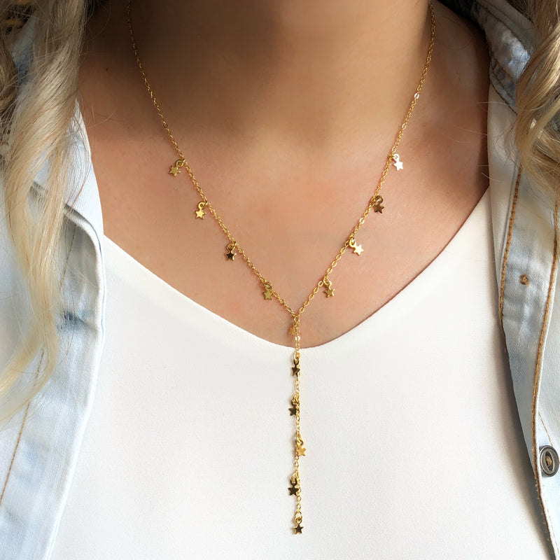 Gravata Corrente Com Mini Estrelas