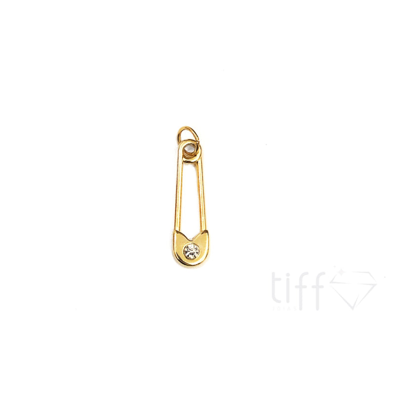 Pingente Alfinete E Zircônia Branca