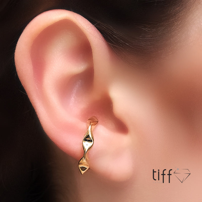 Piercing Fake Argola Martelada M Em Banho Ouro 18k