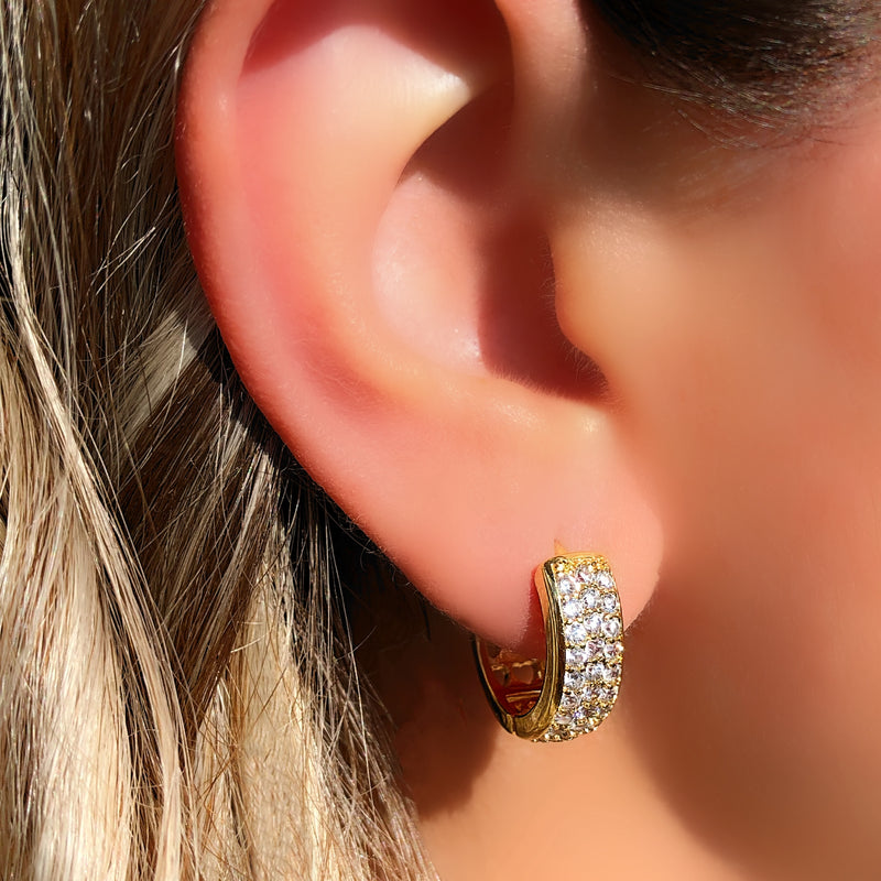 Par De Brincos Argola G Com Micro Zircônias Cristal