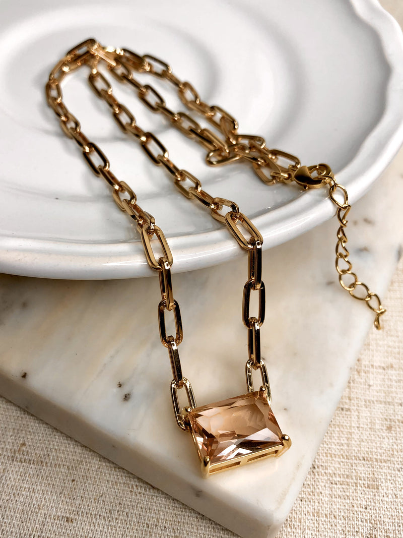 Colar Luana Elos E Baguete G Morganita