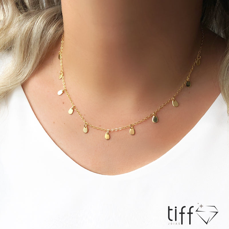 Colar Corrente Com Mini Gotas 38 cm