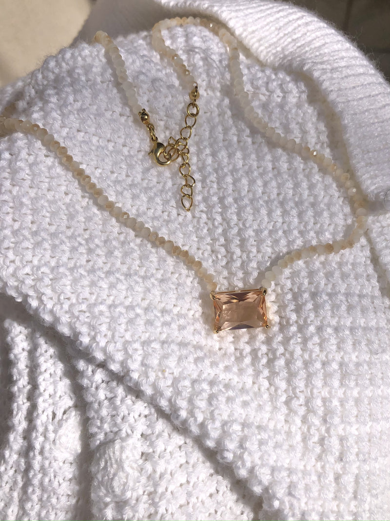 Colar Selena Perolado Com Baguete G Morganita 45cm