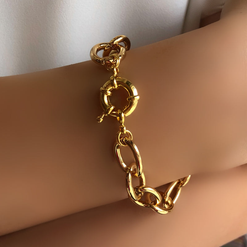 Pulseira Corrente Elos Ovais G E Fecho Bóia 20cm