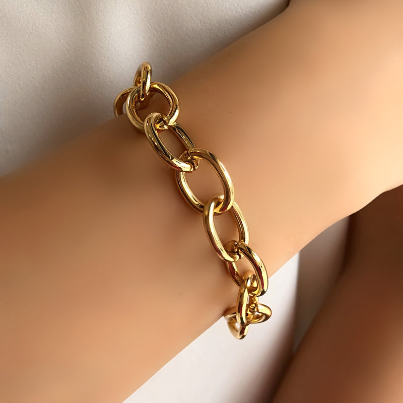 Pulseira Corrente Elos Ovais G E Fecho Bóia 20cm