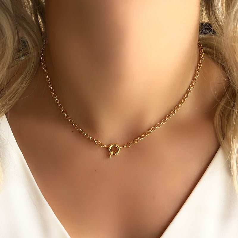 Colar Corrente Mini Portuguesa Com Fecho Bóia 40 cm