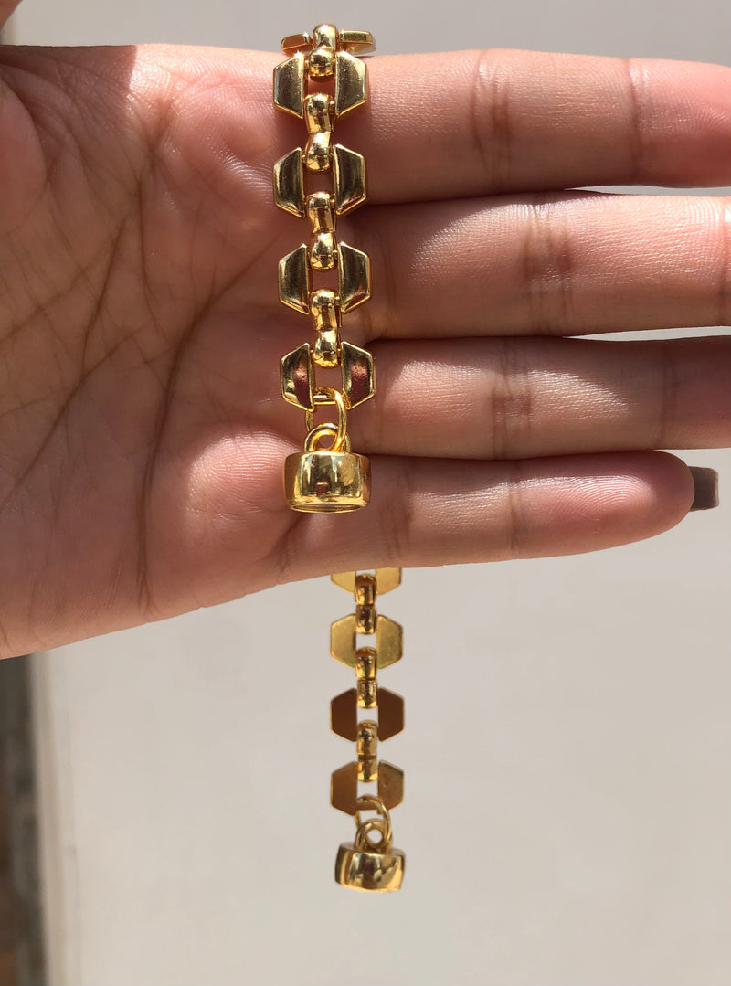 Pulseira Suelen Corrente Elos Hexágono 19cm