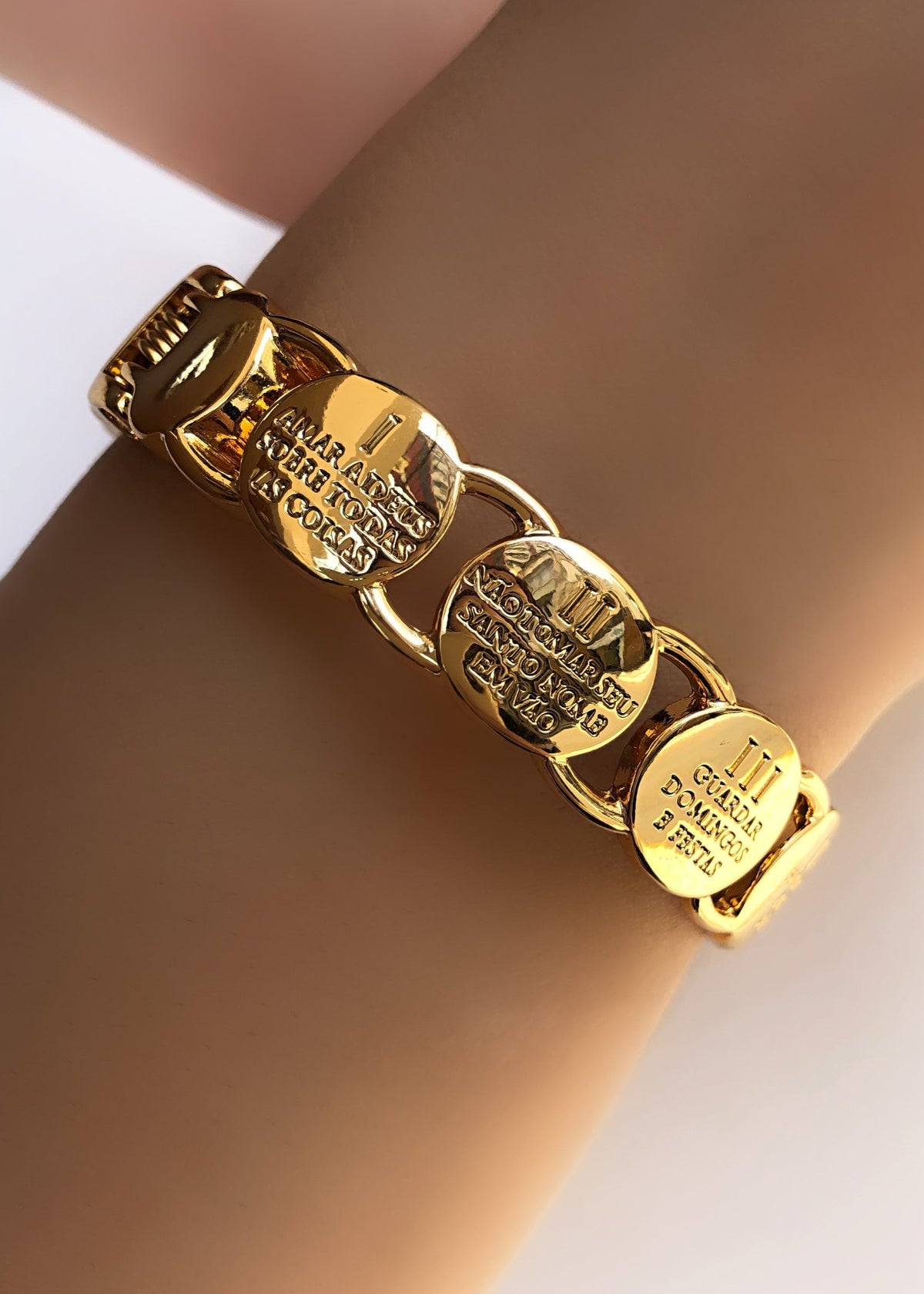 Bracelete 10 Mandamentos Em Banho Ouro 18k - Tiff Joias