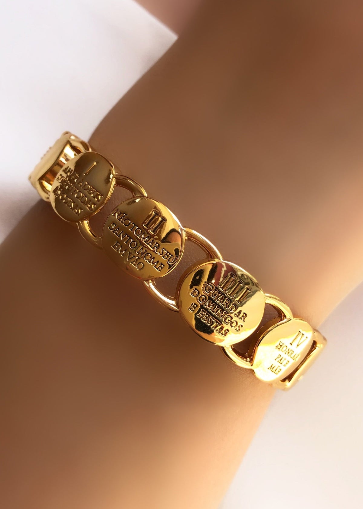 Bracelete 10 Mandamentos Em Banho Ouro 18k - Tiff Joias