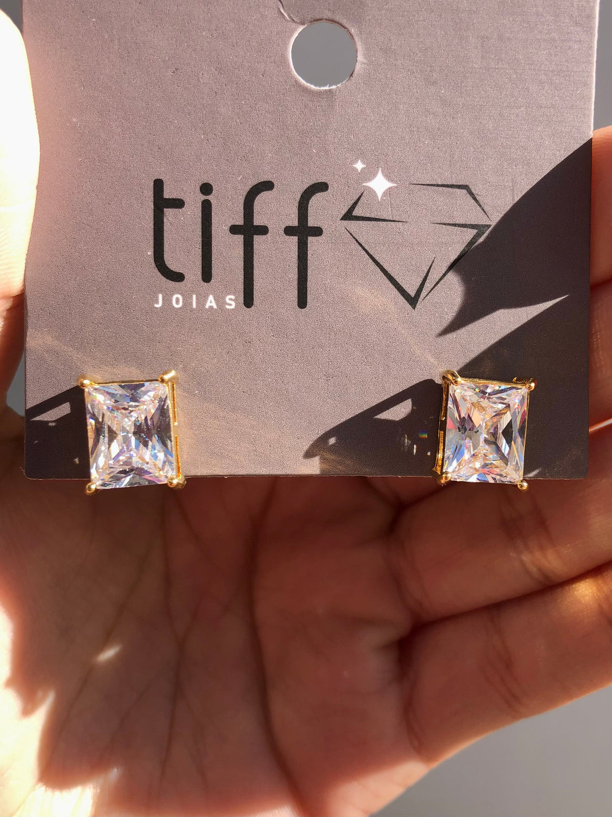 Brinco Lia Baguete Com Zircônia Branca - Tiff Joias