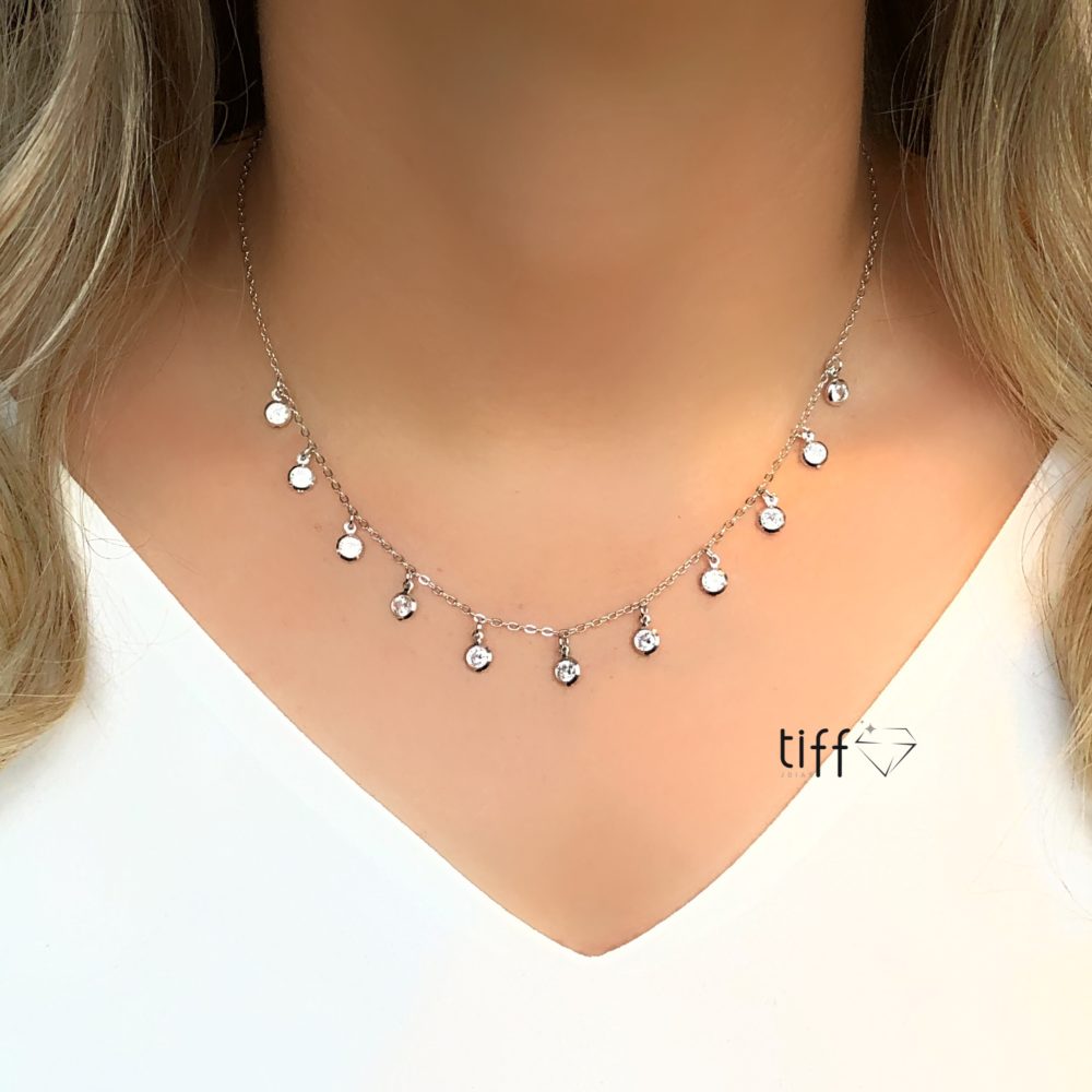 choker pontos de zircônia cristal