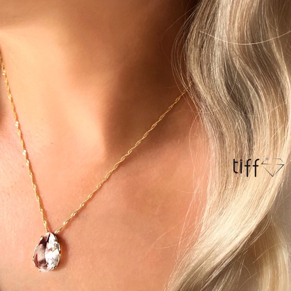 Colar Gota Cor Cristal - Tiff Joias