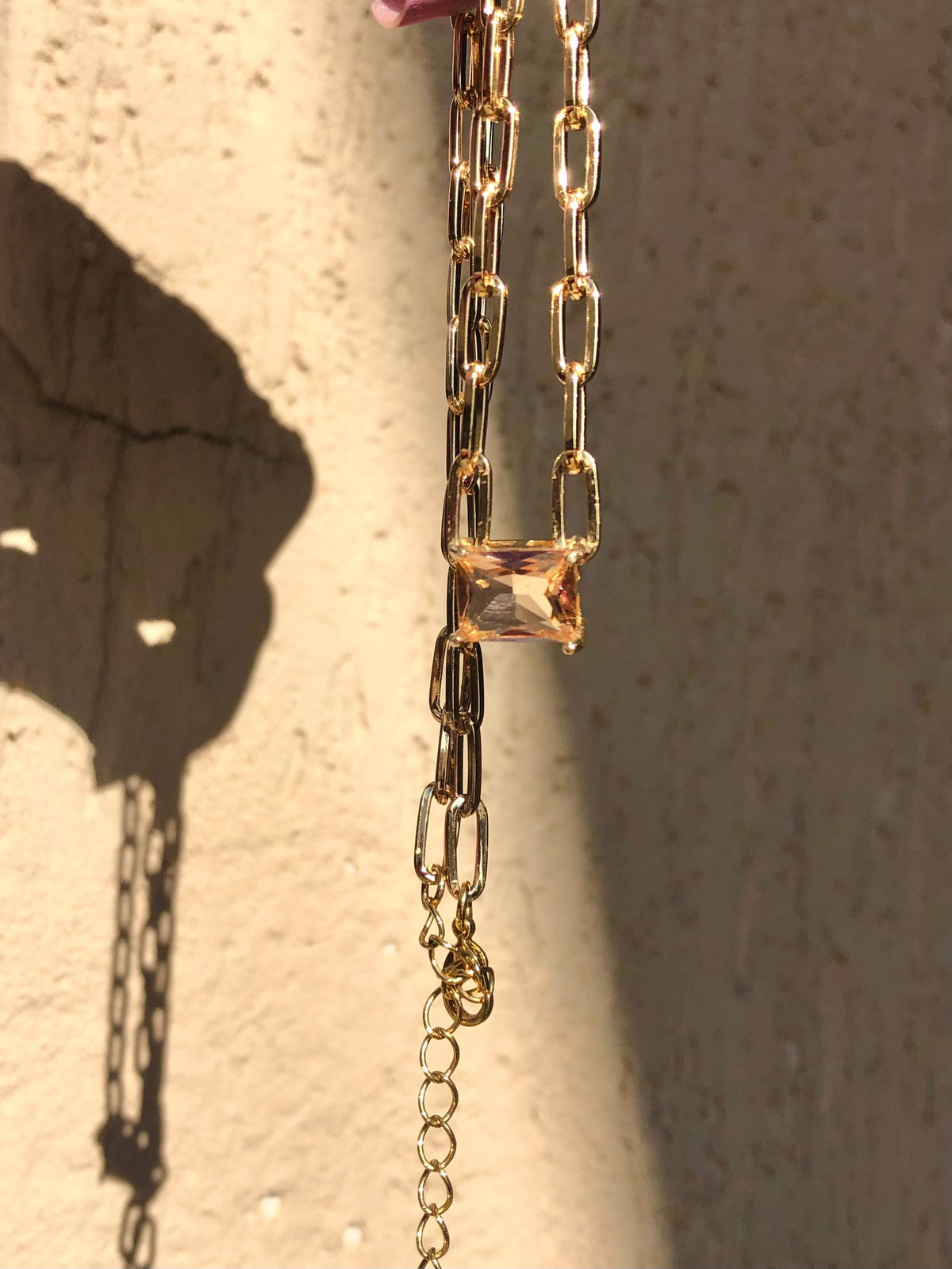 Colar Luana Elos E Baguete P Morganita 40cm - Tiff Joias
