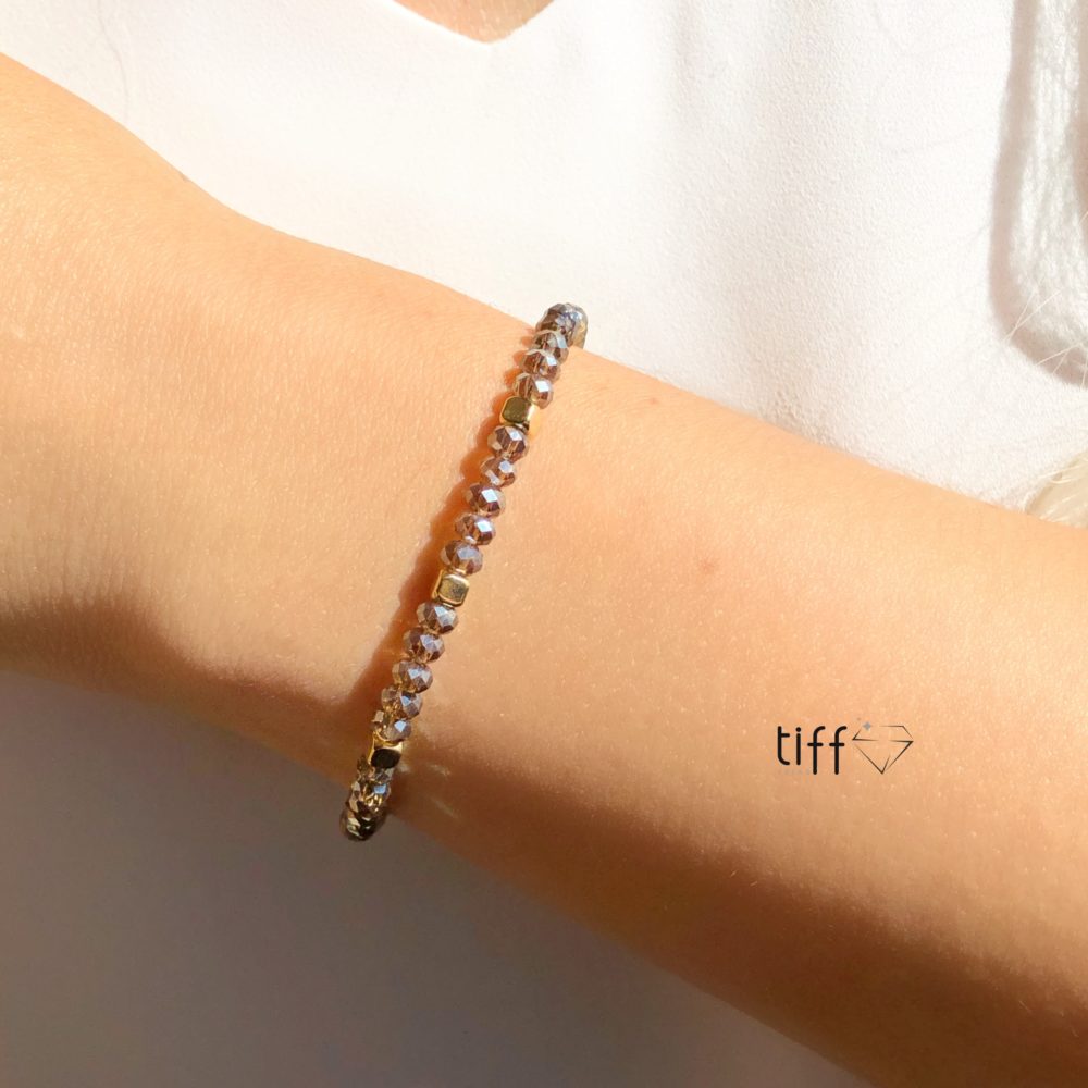 Pulseira Cristais Avelã Com Mini Cubos - Tiff Joias